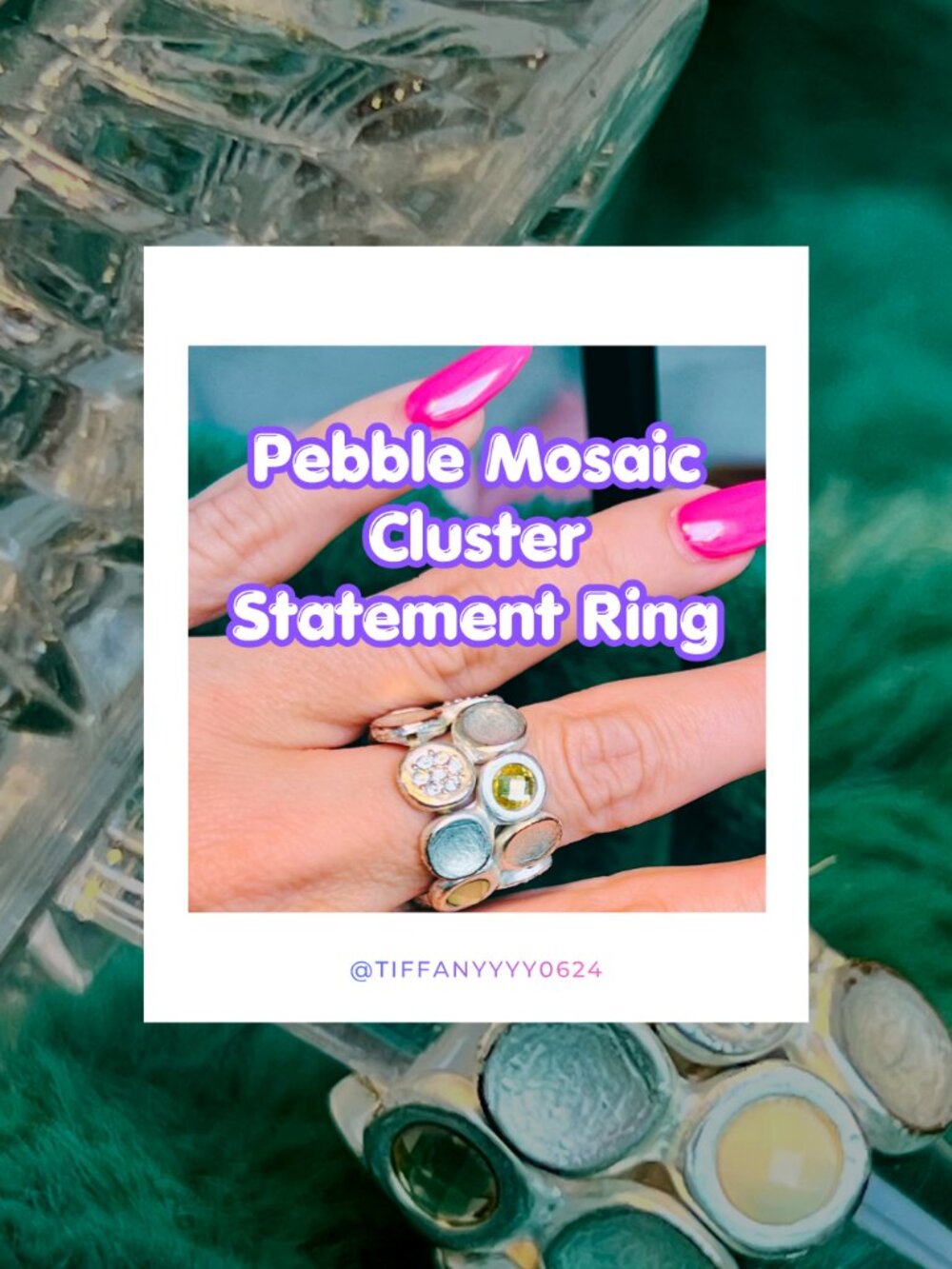 Vintage Silver Multi-Textured Pebble Mosaic Cluster Stretch Statement Ring